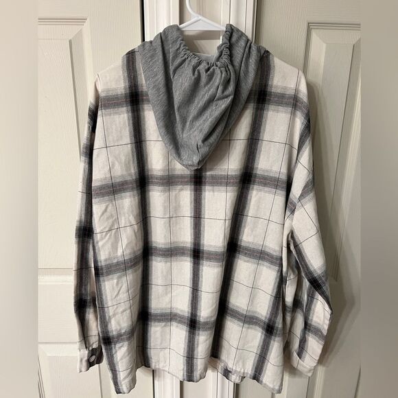 Maternity Zip Up Shirt - Plaid - Hoodie - Size XXL - Picture 4 of 4